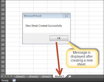 Upon creating a new excel sheet a message is displayed to the user Shout4Education