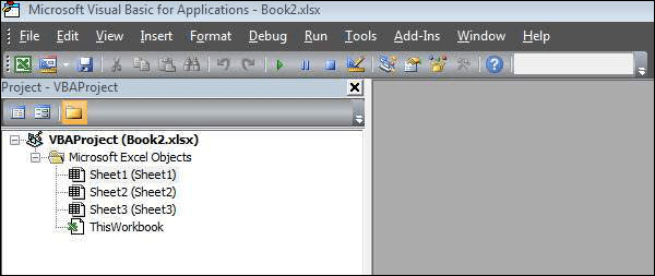 Modules is the area where the code is written. This is a new Workbook, hence there aren