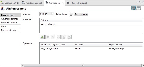 Now, put stock_exchange column in Group by option. Add avg_stock_volume column in Operations field with count Function and stock_exchange as Input Column.