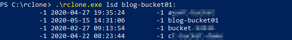 Listing S3 buckets with rclone