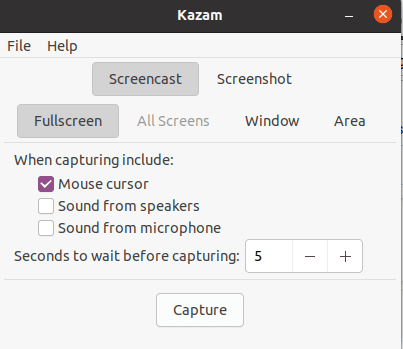 Kazam Screen Recorder for Linux