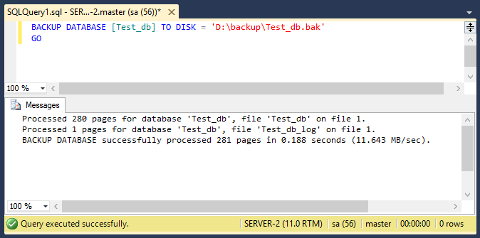 T-SQL Statement to Backup SQL Server Database